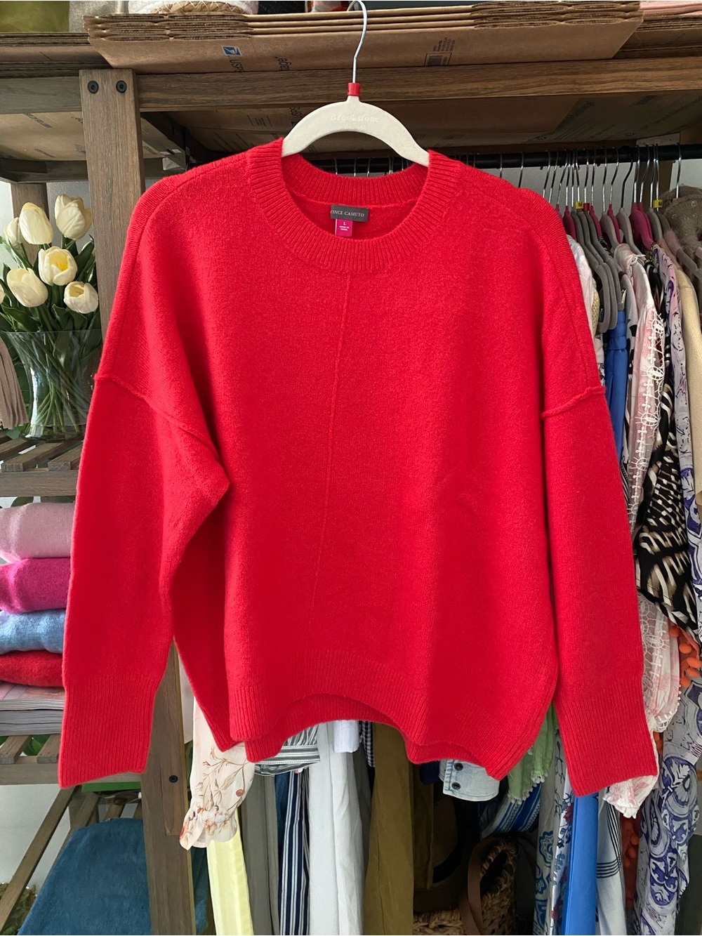 VINCE CAMUTO Women’s Red Crewneck Sweater